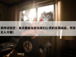 黑神话悟空：盘点最能治愈玩家们心灵的五张画面，榜首无人不服！