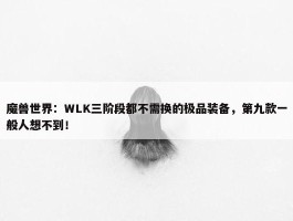 魔兽世界：WLK三阶段都不需换的极品装备，第九款一般人想不到！