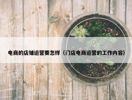 电商的店铺运营要怎样（门店电商运营的工作内容）