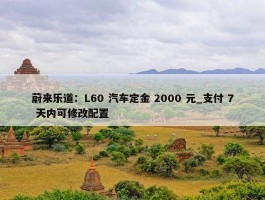 蔚来乐道：L60 汽车定金 2000 元_支付 7 天内可修改配置