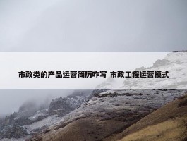 市政类的产品运营简历咋写 市政工程运营模式