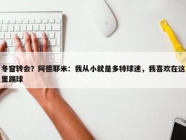 冬窗转会？阿德耶米：我从小就是多特球迷，我喜欢在这里踢球