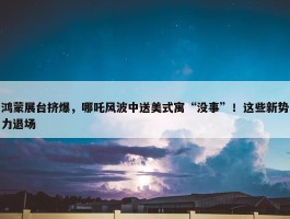 鸿蒙展台挤爆，哪吒风波中送美式寓“没事”！这些新势力退场