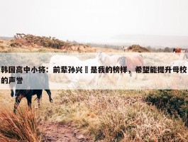 韩国高中小将：前辈孙兴慜是我的榜样，希望能提升母校的声誉