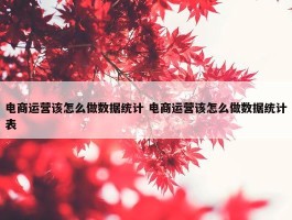 电商运营该怎么做数据统计 电商运营该怎么做数据统计表