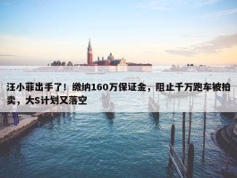 汪小菲出手了！缴纳160万保证金，阻止千万跑车被拍卖，大S计划又落空