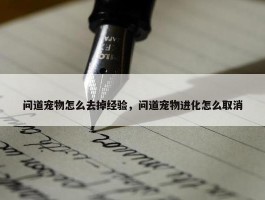 问道宠物怎么去掉经验，问道宠物进化怎么取消