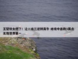 王楚钦太燃了！让二追三逆转真牛 绝境中连救3赛点 无愧世界第一