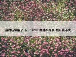 游戏玩家麻了 下一代CPU集体挤牙膏 提升真不大