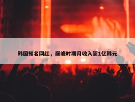 韩国知名网红，巅峰时期月收入超1亿韩元