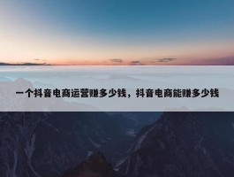 一个抖音电商运营赚多少钱，抖音电商能赚多少钱