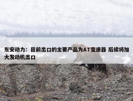 东安动力：目前出口的主要产品为AT变速器 后续将加大发动机出口