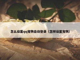 怎么设置qq宠物自动登录（怎样设置宠物）