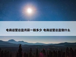 电商运营总监月薪一般多少 电商运营总监做什么