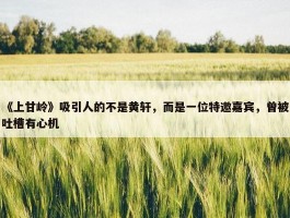 《上甘岭》吸引人的不是黄轩，而是一位特邀嘉宾，曾被吐槽有心机