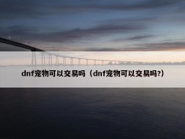 dnf宠物可以交易吗（dnf宠物可以交易吗?）