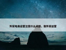 外贸电商运营注意什么问题，做外贸运营