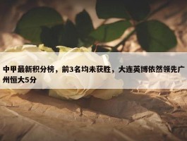 中甲最新积分榜，前3名均未获胜，大连英博依然领先广州恒大5分