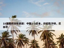 18强赛积分榜更新：中国1-3日本，印尼胜沙特，巴林平