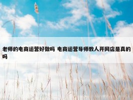 老师的电商运营好做吗 电商运营导师教人开网店是真的吗