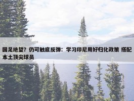 国足绝望？仍可触底反弹：学习印尼用好归化政策 搭配本土顶尖球员