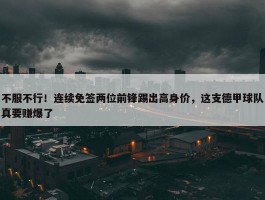 不服不行！连续免签两位前锋踢出高身价，这支德甲球队真要赚爆了