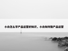 小白怎么学产品运营的知识，小白如何做产品运营