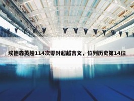 埃德森英超114次零封超越吉文，位列历史第14位