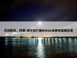 又创新高，阿贾-威尔逊打破WNBA单赛季篮板纪录