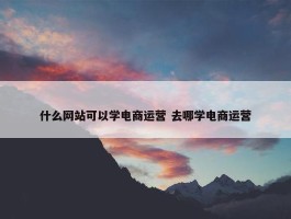 什么网站可以学电商运营 去哪学电商运营