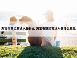 淘宝电商运营达人是什么 淘宝电商运营达人是什么意思啊