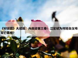 《好团圆》大结局：向南迎第三春！江宏斌为何坦白父母双亡真相？