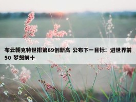 布云朝克特世排第69创新高 公布下一目标：进世界前50 梦想前十