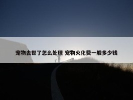 宠物去世了怎么处理 宠物火化费一般多少钱