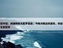 冠中冠：威廉姆斯大胜罗伯逊，今晚决赛战肖国栋，将诞生新冠军