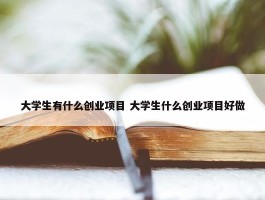 大学生有什么创业项目 大学生什么创业项目好做