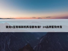 骁龙8至尊版新机阵容都有谁？14品牌蓄势待发