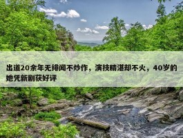 出道20余年无绯闻不炒作，演技精湛却不火，40岁的她凭新剧获好评