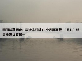 国羽斩获两金！李诗沣打破13个月冠军荒 “圣坛”组合重返世界第一