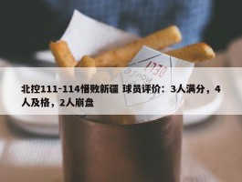 北控111-114惜败新疆 球员评价：3人满分，4人及格，2人崩盘