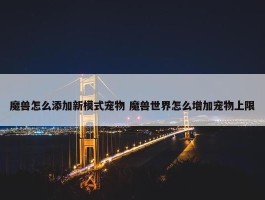 魔兽怎么添加新模式宠物 魔兽世界怎么增加宠物上限