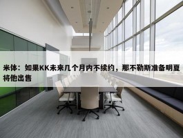 米体：如果KK未来几个月内不续约，那不勒斯准备明夏将他出售