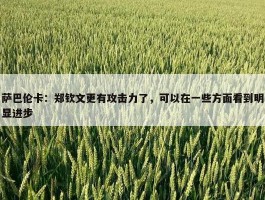 萨巴伦卡：郑钦文更有攻击力了，可以在一些方面看到明显进步