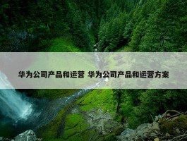 华为公司产品和运营 华为公司产品和运营方案