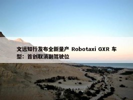 文远知行发布全新量产 Robotaxi GXR 车型：首创取消副驾驶位