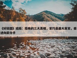 《好团圆》结局：隐晦的三大真相，家巧是最大赢家，柴进向前分手