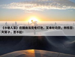 《小巷人家》庄图南当完电灯泡，又来抢功劳，林栋哲：大舅子，惹不起！