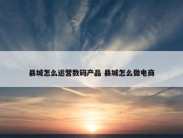 县城怎么运营数码产品 县城怎么做电商