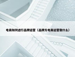 电商如何进行品牌运营（品牌方电商运营做什么）