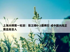 上海大师赛一轮游：张之臻0-2遭横扫 成中国大陆正赛出局首人